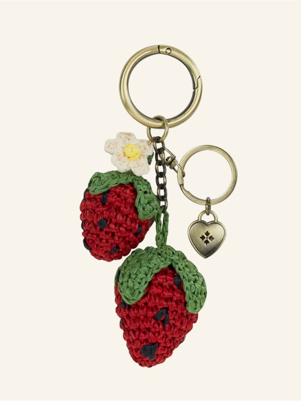 Patricia Nash Raffia / straw strawberry bag charm keychain key fob